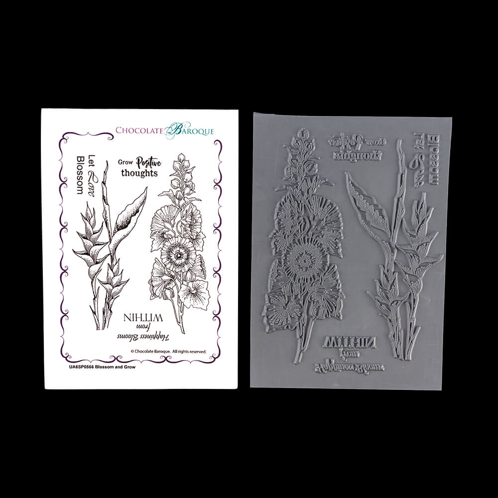 Chocolate Baroque Blossom and Grow A6 5 Stamp Sheet