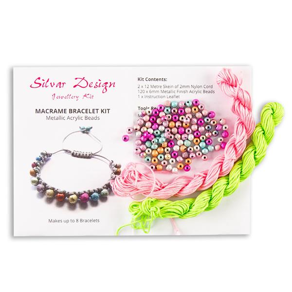 Silvar Design Macrame Metallic Bead Bracelet Kit - Makes 8 - 518152