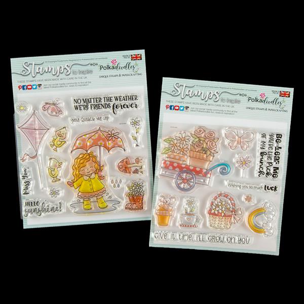Polkadoodles 2 x Stamp Sets - Grow On You and Hello Sunshine - 520102