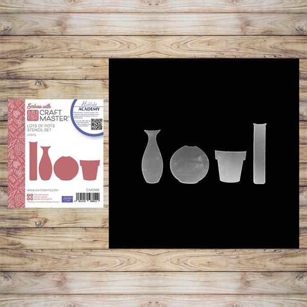 Emboss With Craft Master Lots Of Pots Stencil Set - 4 Pieces - 520697