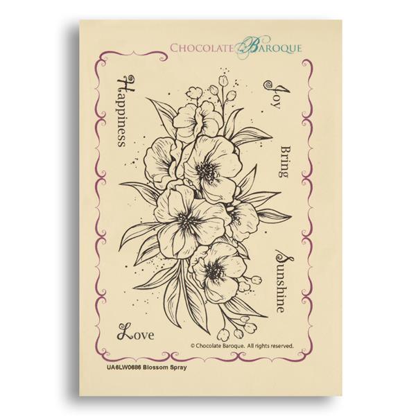Chocolate Baroque Blossom Spray A6 Unmounted Stamp Sheet - 6 Imag - 520989