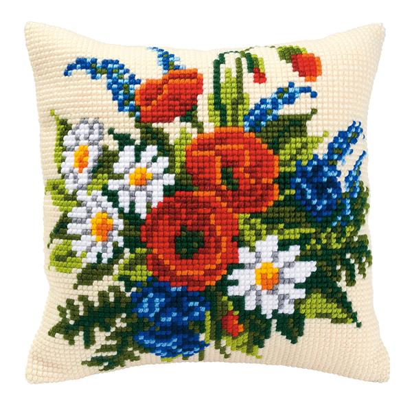Vervaco Mixed Flowers Cross Stitch Cushion Kit - 526223