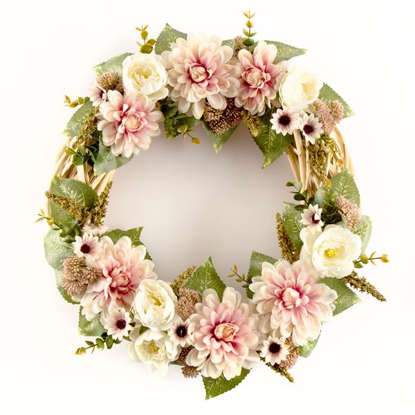 Dawn Bibby Dusky Pink Dahlia Wicker Wreath Kit - 530599