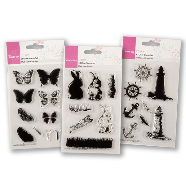 Crafts Too 3 x Multi Layer Stamp Sets - Butterflies, Bunny & Ligh - 531334