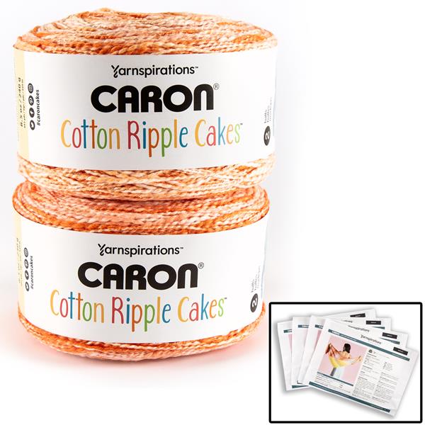 Caron Cotton Copper Rose Ripple Cakes Yarn 240g - 2 Balls & 4 Pat - 532480
