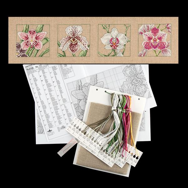 Permin Orchid Cross Stitch Kit on 26 Count Linen - 534781