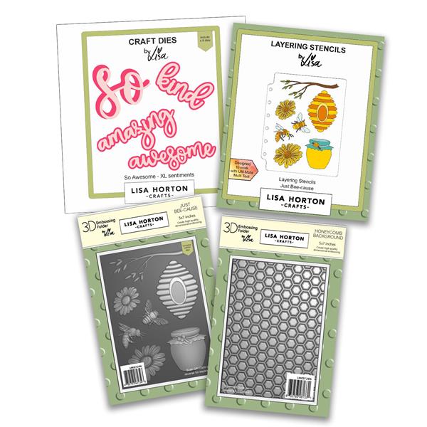 Lisa Horton Crafts Just Bee-Cause, Honeycomb & Sentiment 3D Embos - 535773