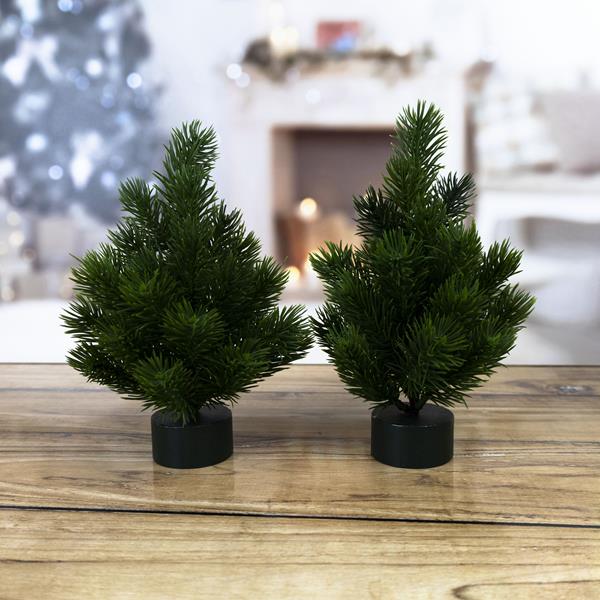 Craft Master 2 x Mini Artifical Christmas Trees - 22cm - 544227