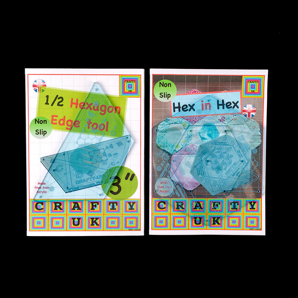 Crafty UK Hex in Hex and 1/2 Hexagon Edge Template Pack