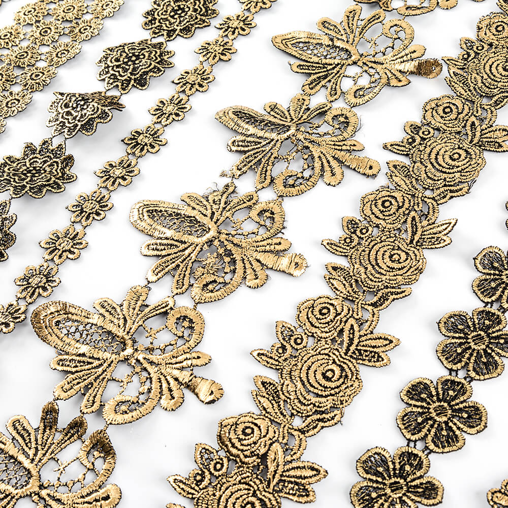 Craft Buddy Black &amp; Gold Ornate Lace Collection - 5 Yards in Total