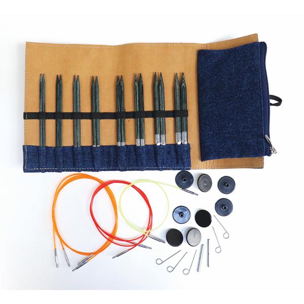 KnitPro Symfonie Interchangeable Indigo Wood Needle Set - Include - 550057