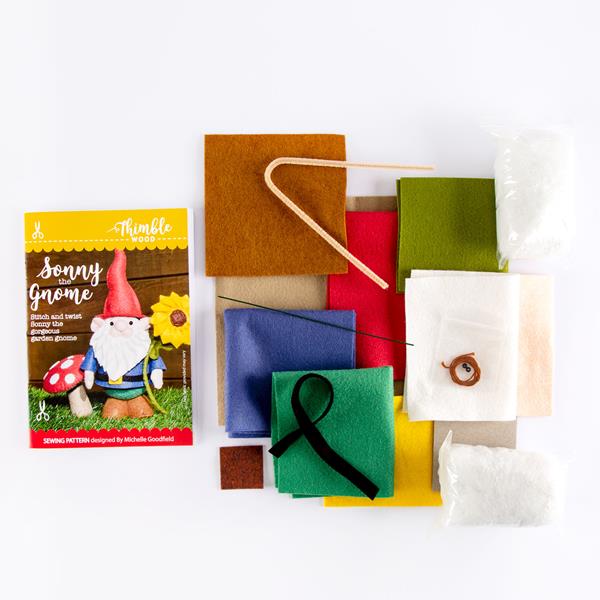 Thimble Wood Gnome Kit - Includes: Fabric, Felt, Wire, Beads, Stu - 551141