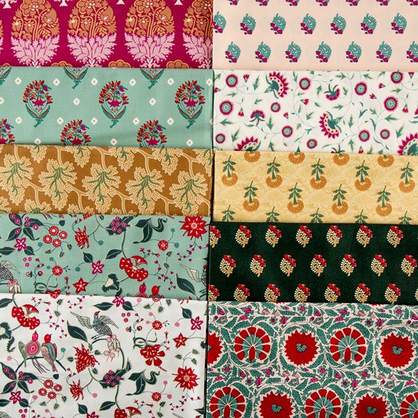 V&A Indian Summer Love Birds 100% Cotton Fabric Bundle - Includes - 553371