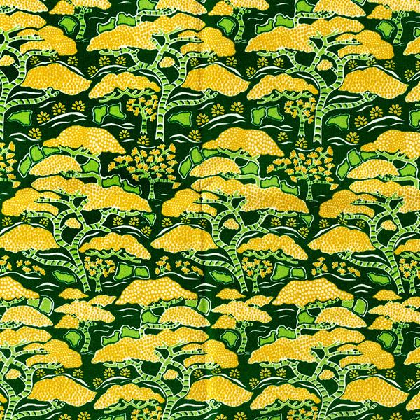 Sanderson Water Garden Green Bonsai & Gingko 0.5m Fabric Length - 555366