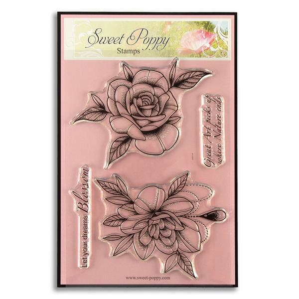 Sweet Poppy A5 Stamp Set - Roses - 4 Stamps - 556972
