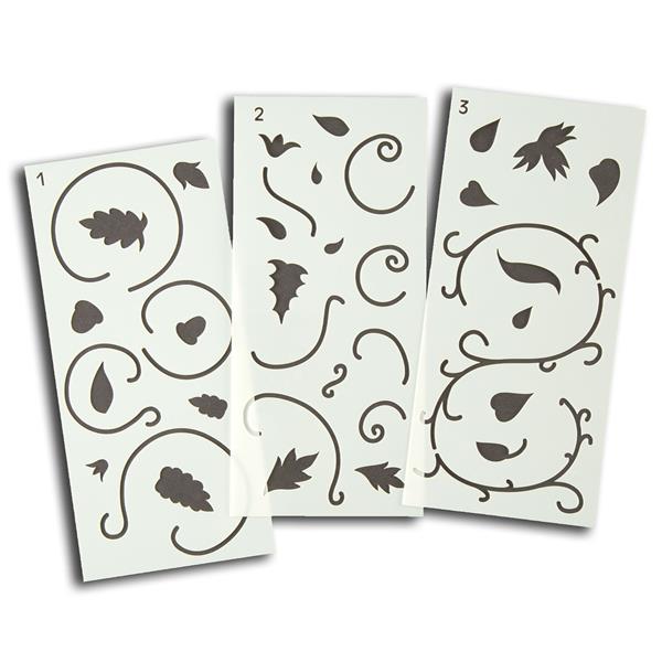 Gina-B Silkworks Scrolls #1-3 Embroidery Stencil Set - Includes:  - 557245