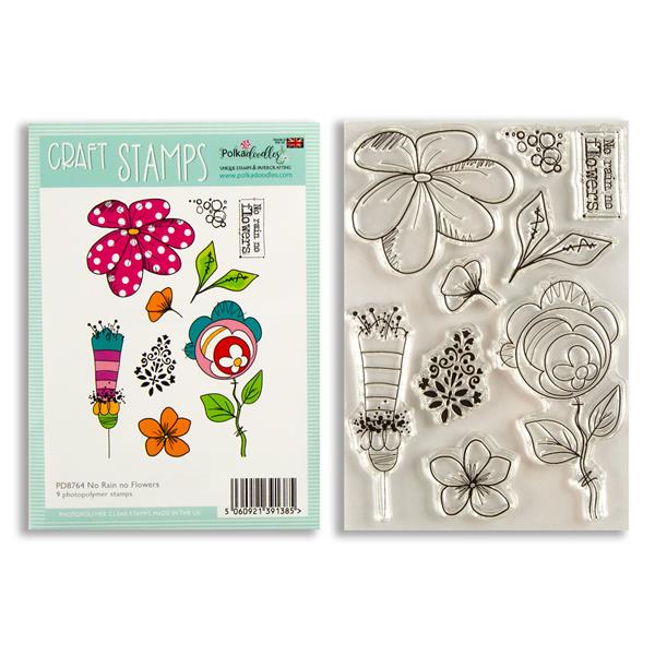 Polkadoodles No Rain No Flowers A6 Clear Stamp Set - 9 Stamps - 563324
