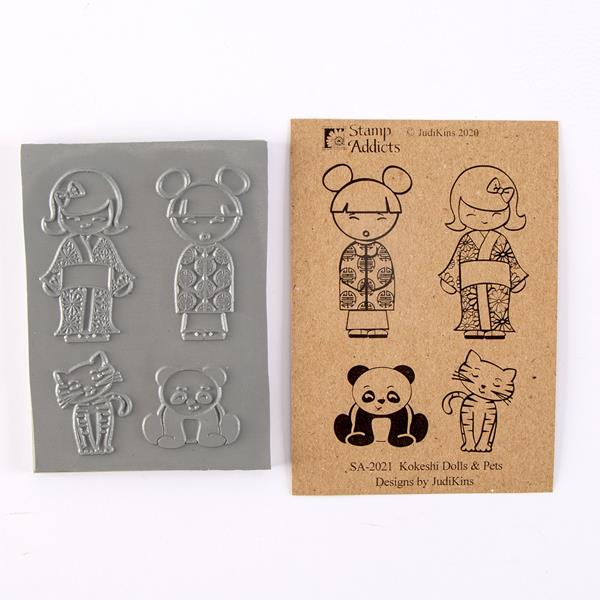 Stamp Addicts Cling Mounted Rubber Stamp Set - Kokeshi Dolls & Pe - 564774