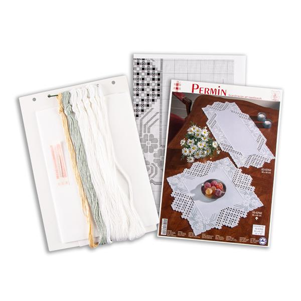 Permin White Hardanger Tablecloth Cross Stitch Kit - 40x40cm - 566228