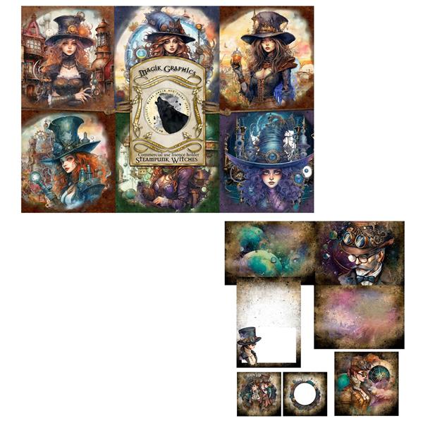 Magik Graphics Steampunk Witches and Steampunk Celestial Digital  - 567249