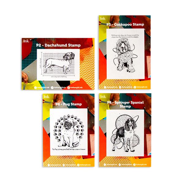 Fothergill Ink 4 x A6 Stamp Sets - Daschund, Cockapoo, Pug & Spri - 567411