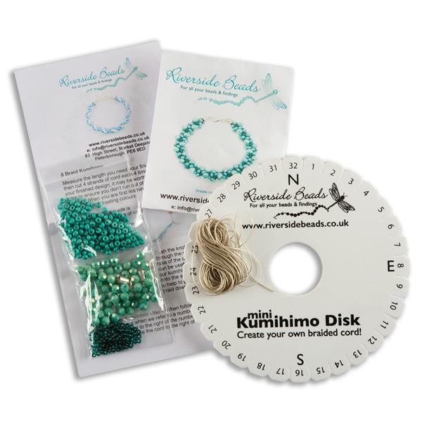 Riverside Beads Teal Crystal Kumihimo Bracelet - Makes 1 - 568540