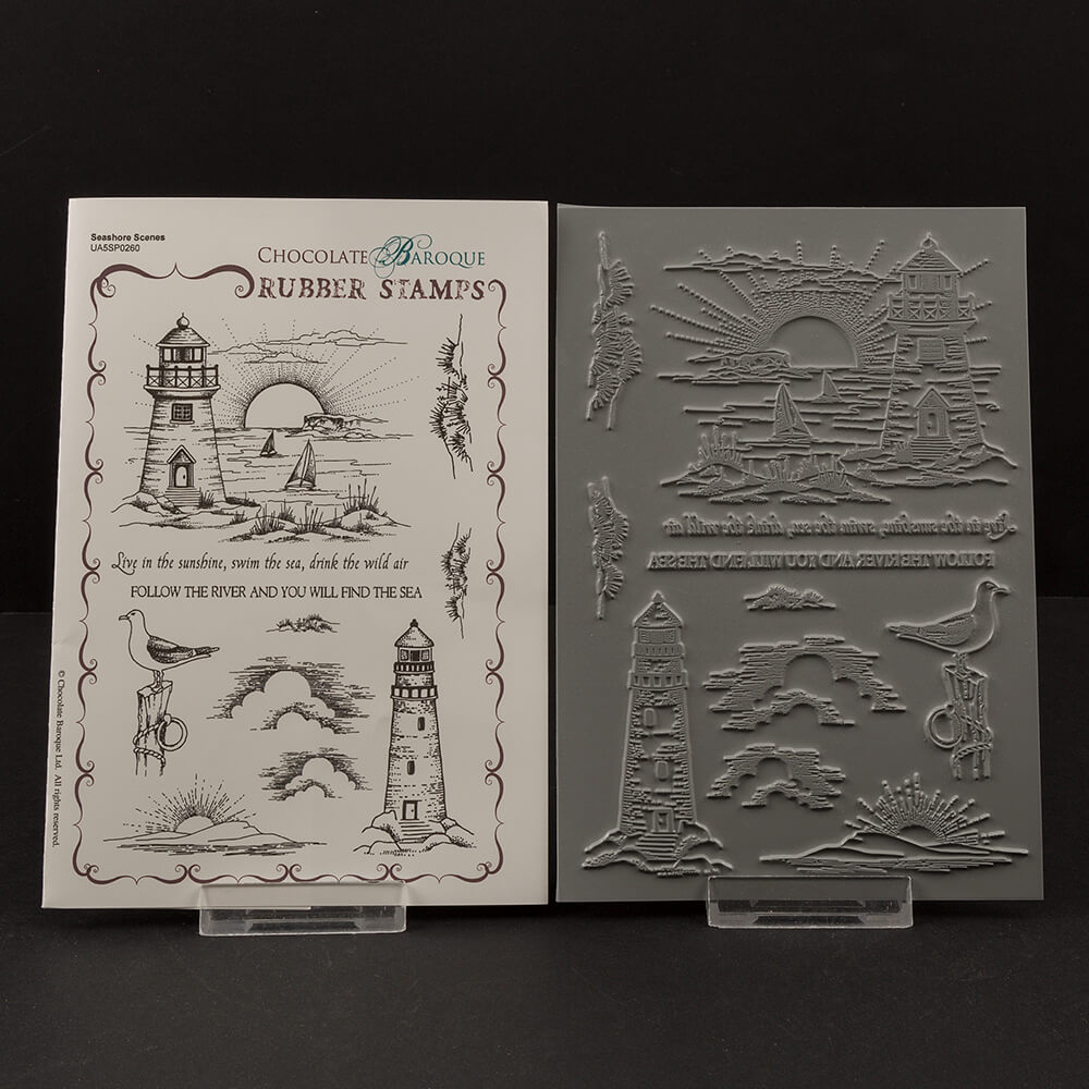 Chocolate Baroque Seashore Scenes A5 Stamp Sheet- 11 Images