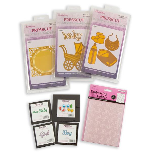 Press Cut 7 x Die Sets with 1 x Embossing Folder - Baby Joy Colle - 574125