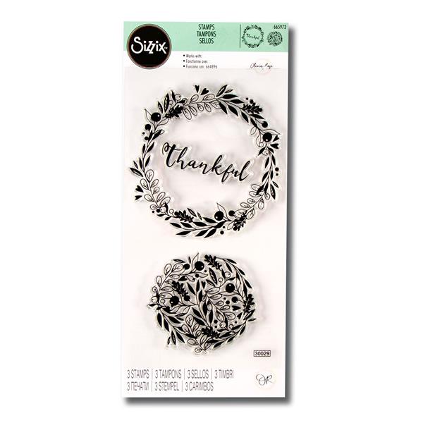 Sizzix Autumn Wreath Stamp Set By Olivia Rose - 3 Clear Stamps - 575261