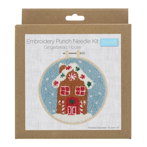 Trimits Christmas Gingerbread House Punch Needle Kit with Hoop - 575271
