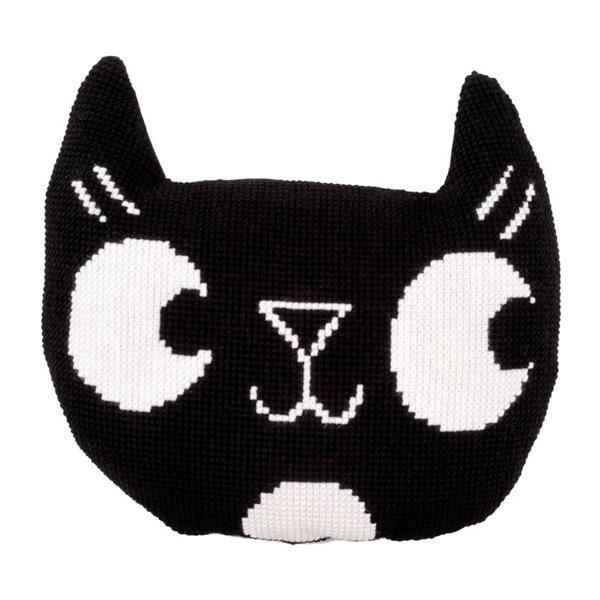 Vervaco Cross Stitch Eva Mouton Black Cat Cushion Kit - 577667