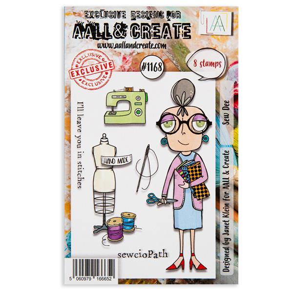 AALL & Create Janet Klein A7 Stamp Set - Sew Dee - 8 Stamps - 580170