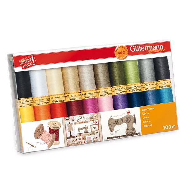 Gutermann Natural Cotton Thread Set - Includes: 20 x 100m Reels - 585247