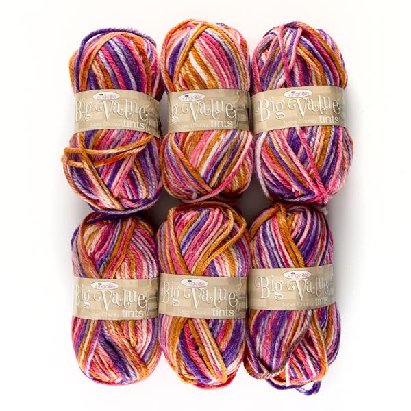King Cole Super Chunky Tints Sherbet Yarn Bundle - Includes: 6 x  - 587851