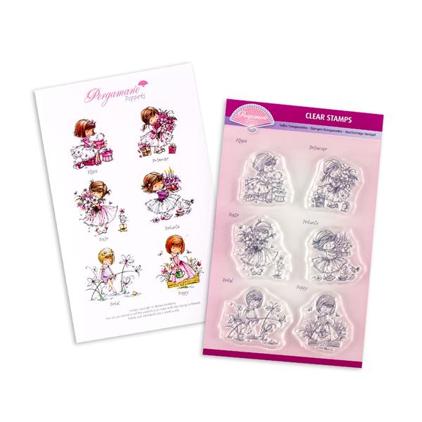 Pergamano A5 Mini Poppets Stamp Set - 6 x Stamps - 3 Options - 588980
