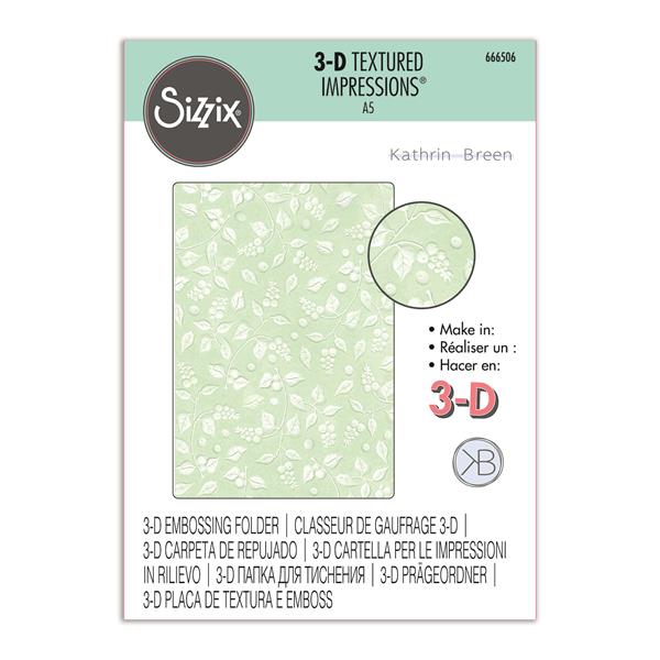 Sizzix 3D Textured Impressions A5 Embossing Folder Snowberry By K - 590093