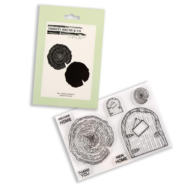 Thirsty Brush A5 Stamp & Die Set - Wood Curiosity - 7 Stamps & 2  - 590890