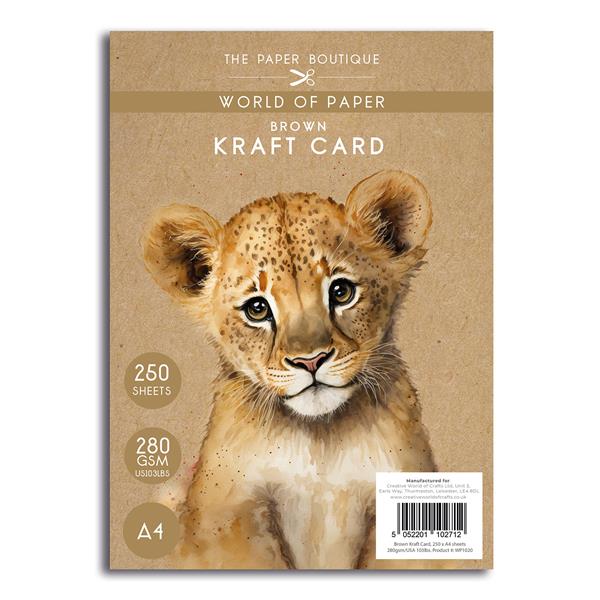 The Paper Boutique World of Paper Kraft Lion A4 Card Pack - 250 S - 590995