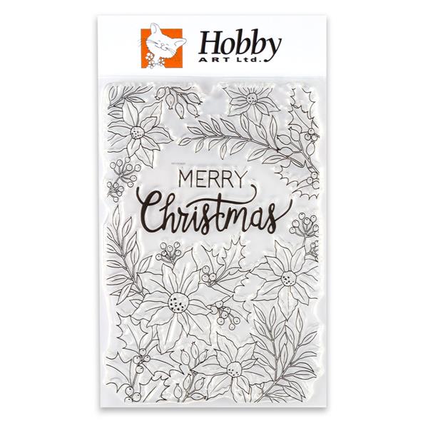Hobby Art A6 Clear Stamp Set- Floral Merry Christmas - 1 stamp - 595432