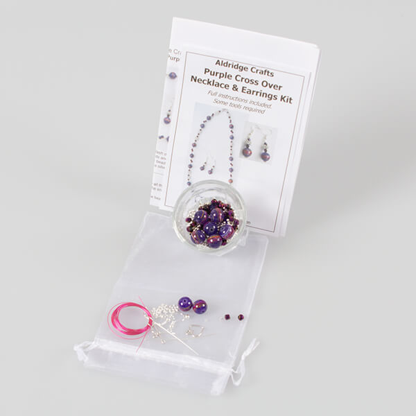 Aldridge Crafts Cross Over Necklace &amp; Earring Kit - Purple