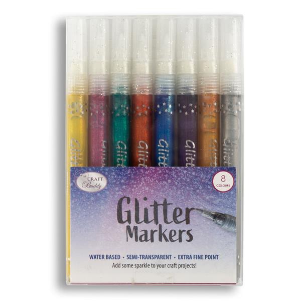 Craft Buddy 8 x Glitter Markers - 601162