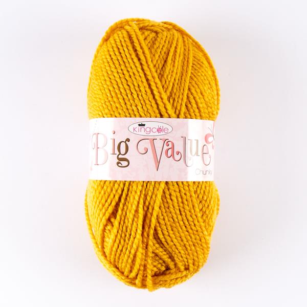 King Cole Mustard Big Value Chunky Yarn - 100g - 100% Premium Acr - 611428