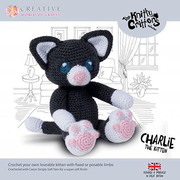 Knitty Critters Charlie The Kitten Crochet Kit - Assorted Yarn, H - 611776