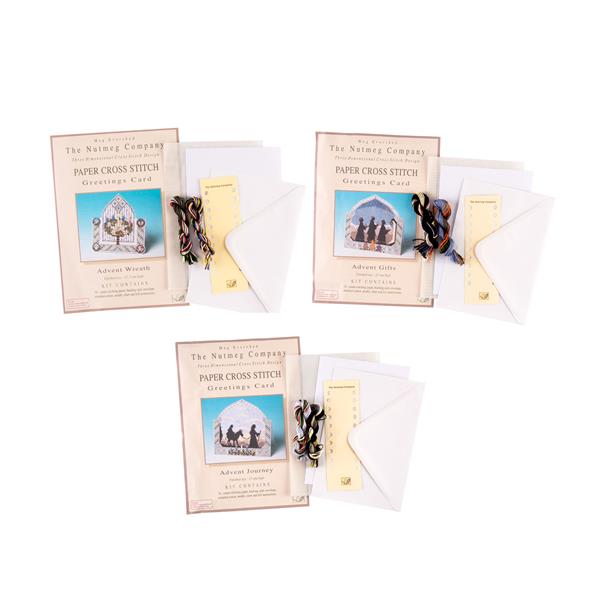 Nutmeg Set of 3 Advent Cross Stitch Card Kits - Includes: Journey - 612094
