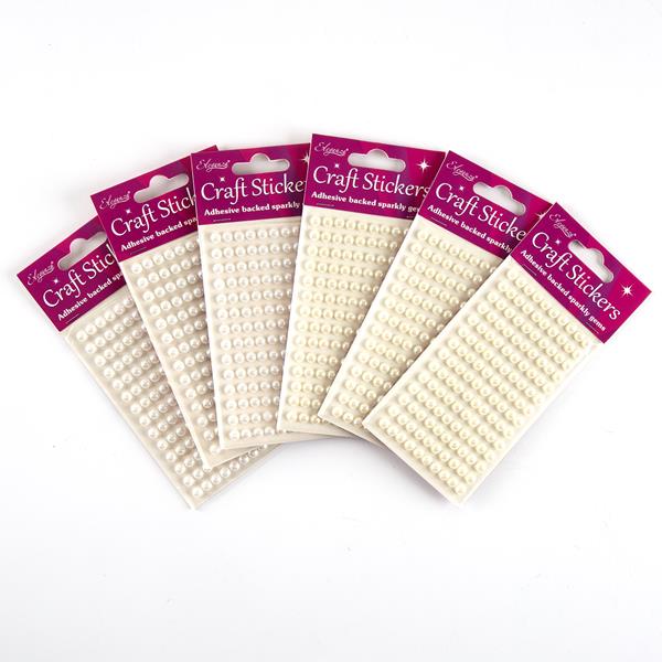 Eleganza Adhesive 6mm Pearls - 2 colours, 3 of each - 616394
