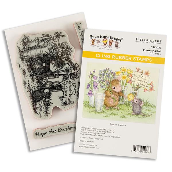 House Mouse Spring Has Sprung - Flower Market Cling Rubber Stamp  - 620645