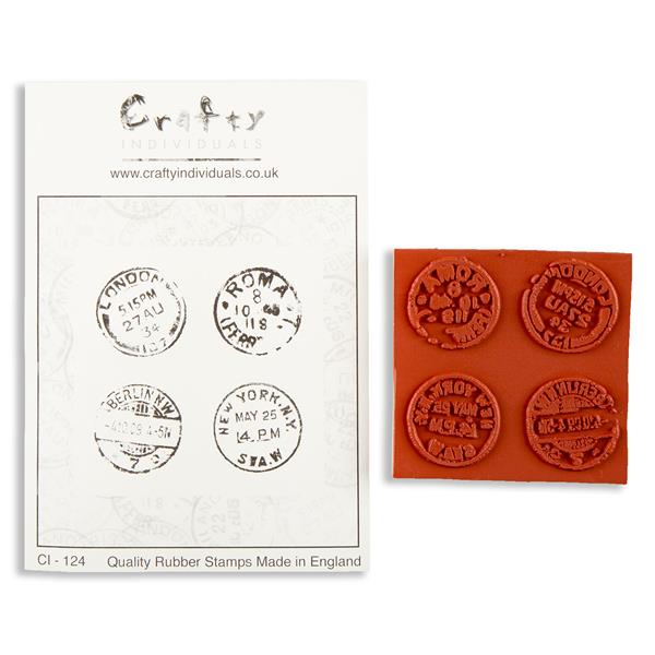 Crafty Individuals Four Postmarks Cling Mounted Rubber Stamp - 621502