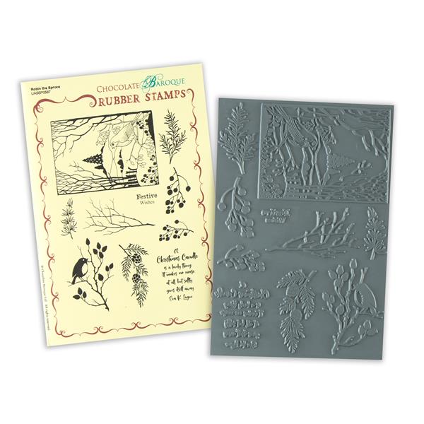 Chocolate Baroque Robin the Spruce A5 Mounted Stamp Sheet - 10 Im - 621521