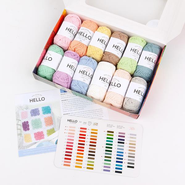 HELLO Cotton Pastel Yarn Box - Includes: 12 x 25g Balls of 100% C - 625997