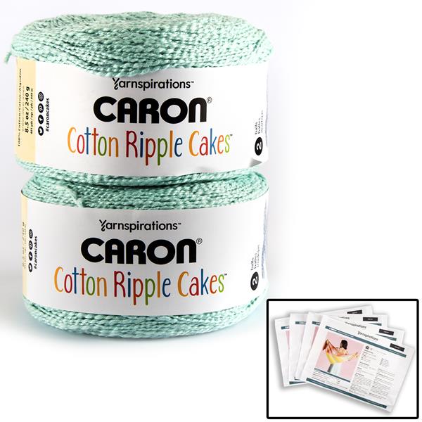Caron Cotton Clearview Ripple Cakes Yarn 240g  - 2 Balls & 4 Patt - 631647